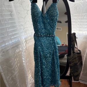 Elegant Blue Sequin Dress